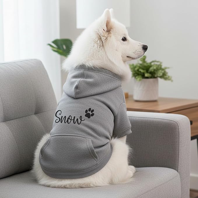 Personalized Dog Hoodie, Custom Embroidered Name Pet Hoodie, Warm Winter Outfit for Dogs, Pet Clothes, Gift for Dog Lovers 5