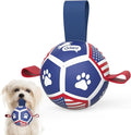 QDAN Puppy Balls, Dog Toys, Dog Balls with Straps for Small Breed, Soccer Ball for Dogs, Puppy Toys, Dog Birthday Gift (Flag, 3.5 inch)