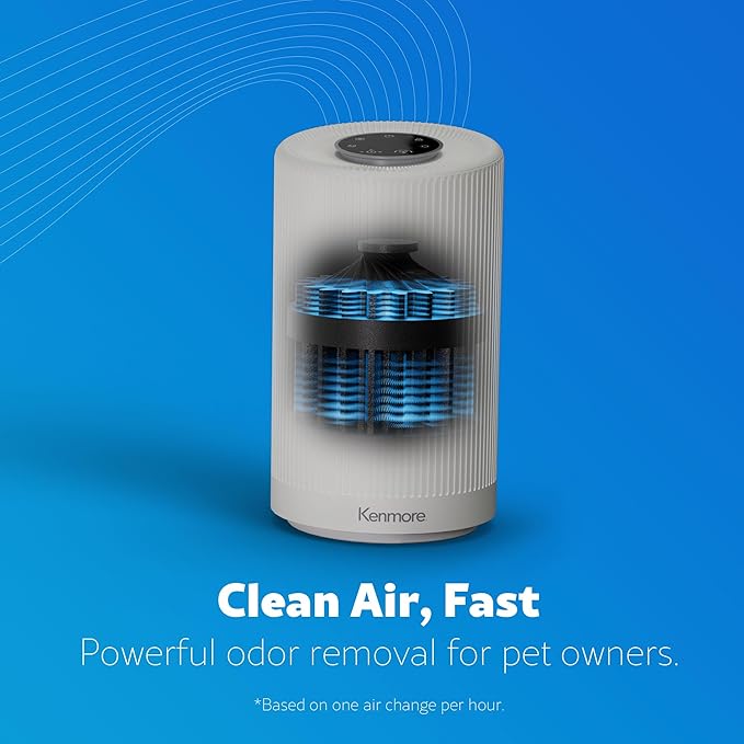 Kenmore PM1005 Air Purifier with H13 True HEPA Filter, Covers Up to 850 Sq.Foot, 25db SilentClean 3-Stage HEPA Filtration System for Office & Bedroom