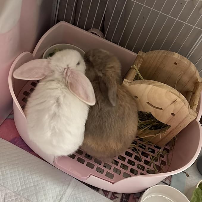 15.1"X11.0" Large Rabbit Litter Box,Plastic Square Rabbits Potty Trainer with Bigger Pan Bunny Corner Toilet Box with Small Animal Disposable Liner for Guinea Pigs Hamster Chinchilla(Purple)