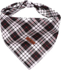 Lionet Paws Dog Bandana Washable Cotton Handkerchief Scarf Triangle Bandana for Small Medium Large Dogs Black Grid