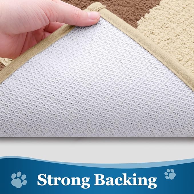 Buganda Dog Door Mat for Muddy Paws, Absorbent Dirt Trapper Washable Indoor Doormats, Non Slip Low-Profile Mud Mat for Dogs, Front Entrance Doormat for Inside Floor (30x20 Inches, Light Beige)