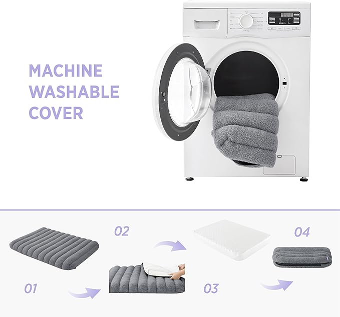 LE SURE Cute Orthopedic Dog Bed Large Sized Dog, Waterproof Chic Flat Pet Beds with Removable Washable Cover, Fuzzy Thick Egg Crate Foam Pet Mat for Indoor Use (36" x 27", Grey)