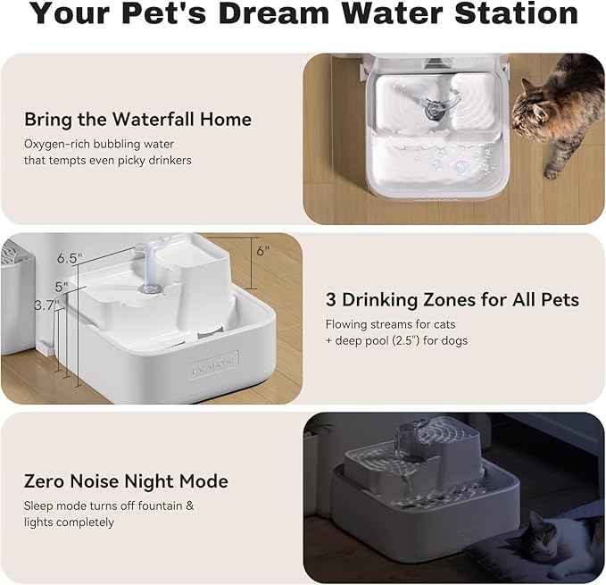 Cat Water Fountain Filter Replacement 6PC Compatible with Automatic Pet Water Dispensor, 3-Month Set RealPura Filter Refill for Smart Bowl Multi-Layer Filtration for Fresh Clean Water