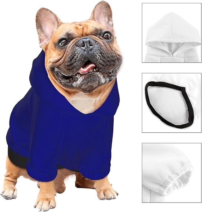 Custom Dog Hoodie Soft & Warm Design Your Own Personalized Photo Text Logo Name Dog Clothes for Puppy Sweatshirt Hooded for Small Medium Large Dogs Girl/Boy Cats Deepblue
