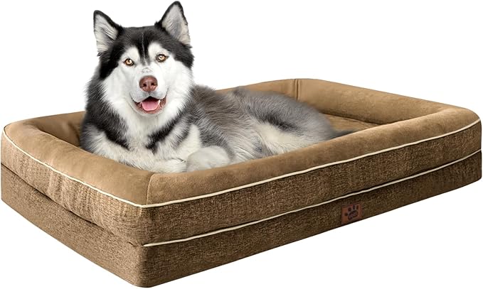 Waterproof Memory Foam Dog Beds for Extra Large Dogs Non-Slip Orthopedic Dog Beds Washable Couch Pet Bed with Removable Cover (Brown, X-Large)