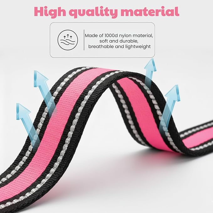 Dog Training Collar Replacement and Shock Collar Strap - 3/4 Inch Wide Adjustable Nylon Band with Reflective Replacement Strap for E Collar and Bark Collar (Pink)