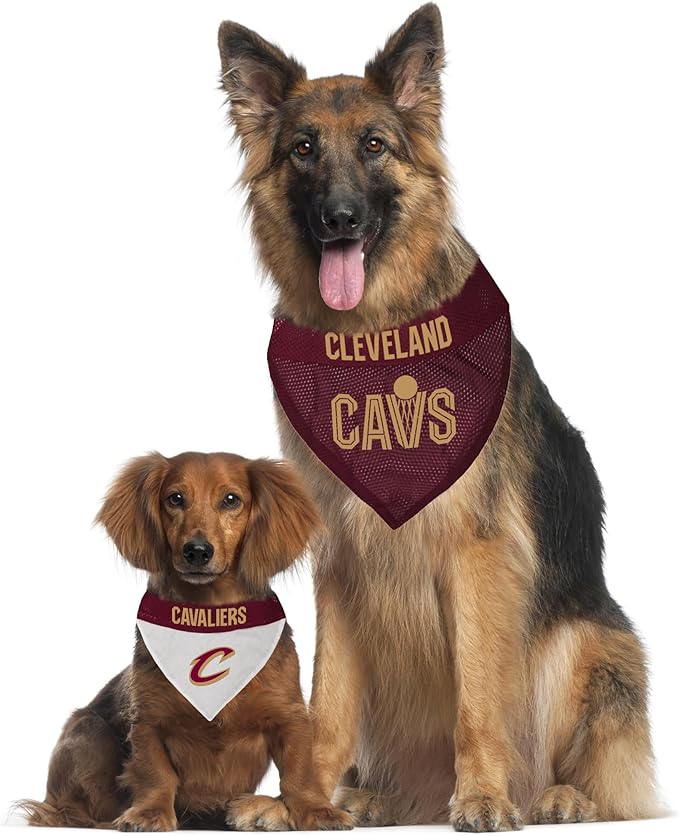 Pets First NBA Dog Bandana - Cleveland Cavaliers Reversible Pet Bandana. 2 Sided Home & Away Sports Bandana with a PREMIUM Embroidery TEAM Logo, Small/Medium