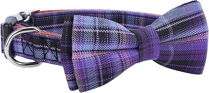 Faleela Soft &Comfy Bowtie Dog Collar,Detachable and Adjustable Bow Tie Collar,for Small Medium Large Pet (Purple, Medium (Pack of 1))