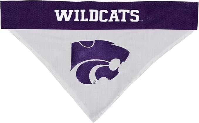 Pets First Collegiate Pet Accessories, Reversible Bandana, Kansas State Wildcats Size Small/Medium