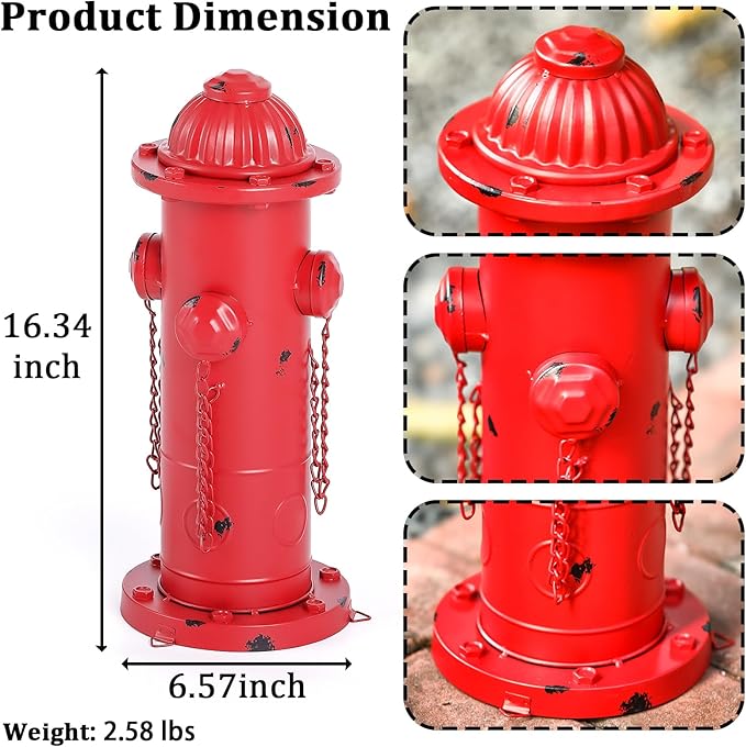 Metal Dog Fire Hydrant, 16" Fake Fire Hydrant Pee Post for Dogs, Large Dog Training Tool with Stakes, Indoor/Outdoor Garden Yard Statue & Decor