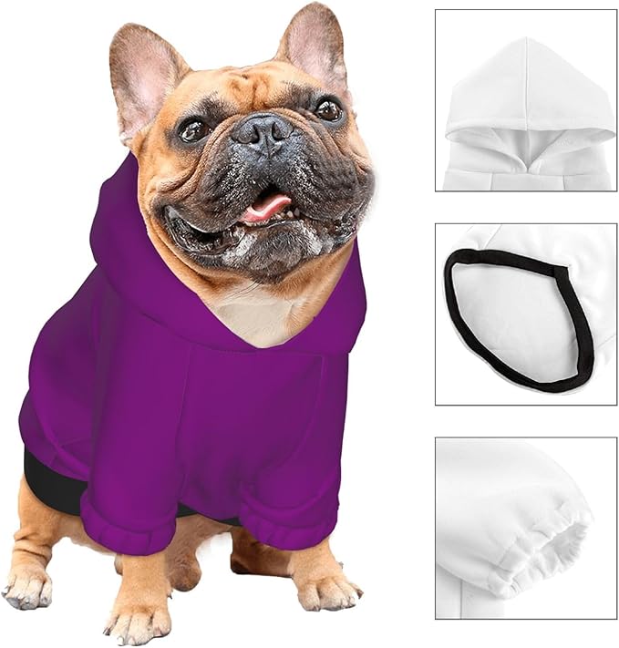 Custom Dog Hoodie Soft & Warm Design Your Own Personalized Photo Text Logo Name Dog Clothes for Puppy Sweatshirt Hooded for Small Medium Large Dogs Girl/Boy Cats Purple