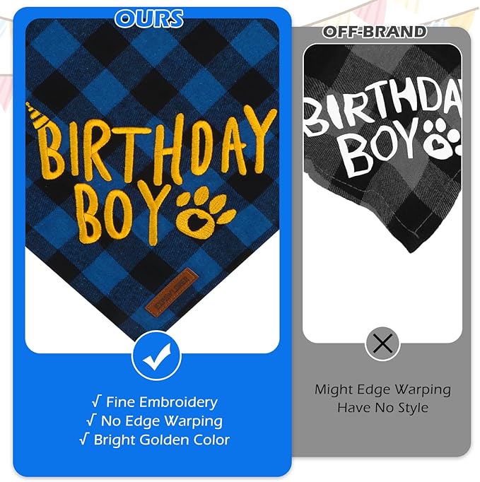 EXPAWLORER Dog Birthday Party Supplies - Dog Birthday Bandana Scarf and Party Hat with Numbers Boy Girl Pet Bow Tie, Cute Outfit for Small Medium Large Dogs (Large)