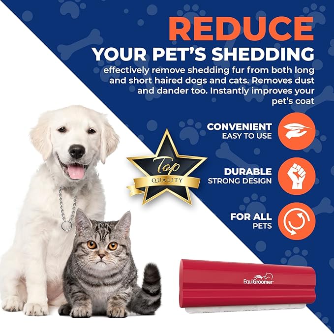 EasyGroomer Deshedding Brush for Dogs & Cats – Undercoat Grooming Tool for Short & Long Hair, Removes Loose Fur & Dirt, Reduces Shedding for Small & Large Pets, Red