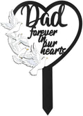 BUoonyer Stake Graves Cemetery Decorations - Dad Metal Memorial Grave Markers, Father Heart Graveyard Sympathy Plaque, Dove Remembrance Graveside Burial Decor Sign for Outside Yard Garden