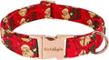 Christmas Dog Collar，Soft Cotton Dog Collars for Medium Dogs, Dog Christmas Collar with Santa for Small Medium Large Dogs, Adjustable Red Collars Perfect for Girl or Boy Dog Collars-M