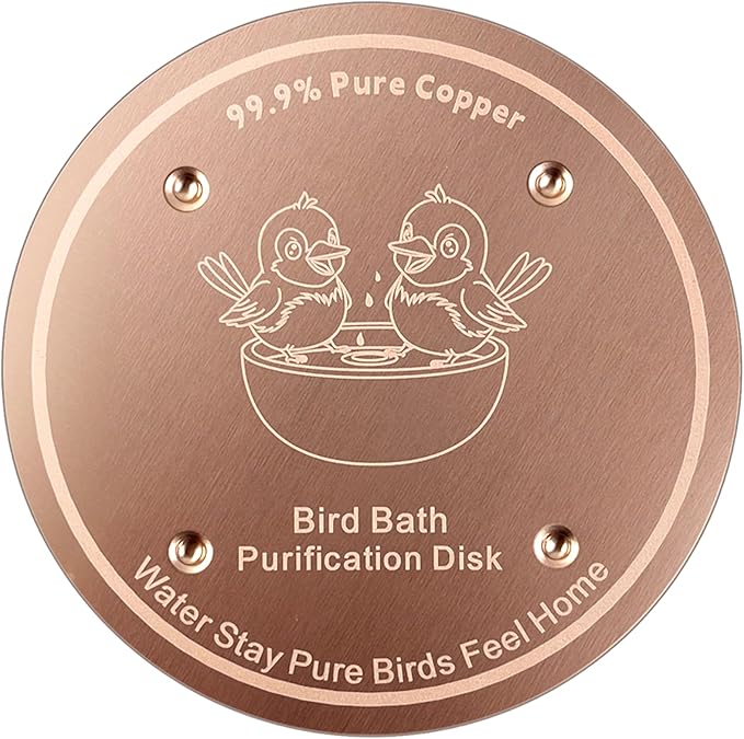 1 Pcs Copper Disc for Bird Bath | 99.99% Pure Copper Plate & Birdbath Disk | 0.6mm Thick Reinforced Design | Maintains Clean Water Naturally | Fits All Birdbath Bowls Year-Round (Bird Style 5)