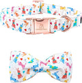 Lionheart glory Easter Dog Collar with Bow Tie Rabbit Print Dog Collar Girl or Boy Soft Durable Adjustable Collar Bows Spring Collar Dog Bow for Large Dogs
