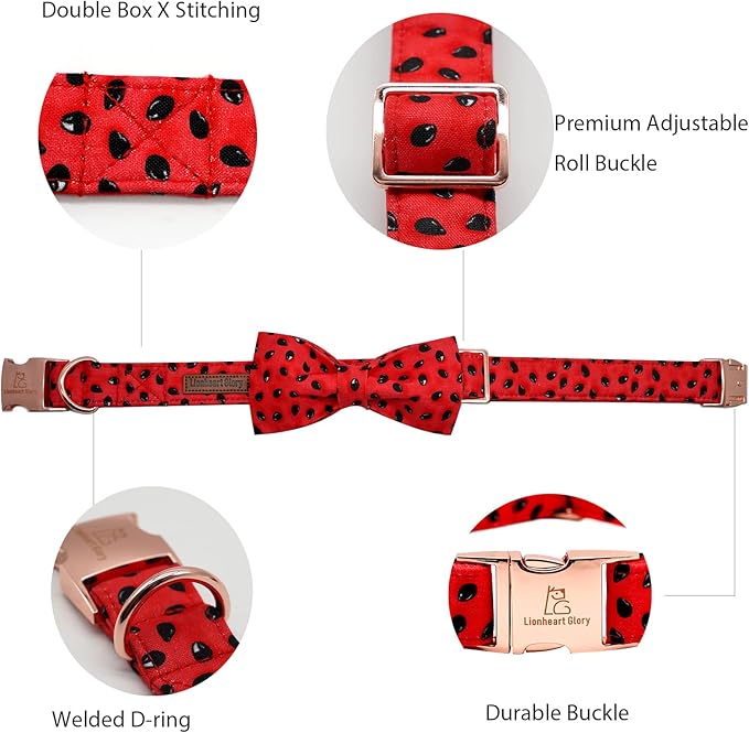 Lionheart glory Dog Collar, Watermelon Dog Collar with Bow, Summer Dog Bowtie Collar Cute Pet Collar Gift for X-Large Dog
