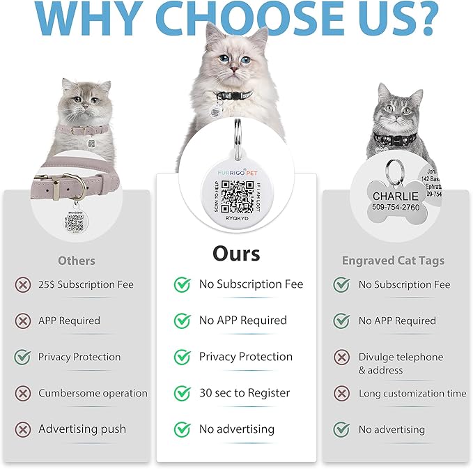 Cat Collar Breakaway with QR Code Name Tag, Reflective Kitten Collars with Bell, Cat ID Tag Personalized, Ultra-Durable, Adjustable, Quick Release, Fits Most Girl Boy Small Large Cats (8''-13.3'')