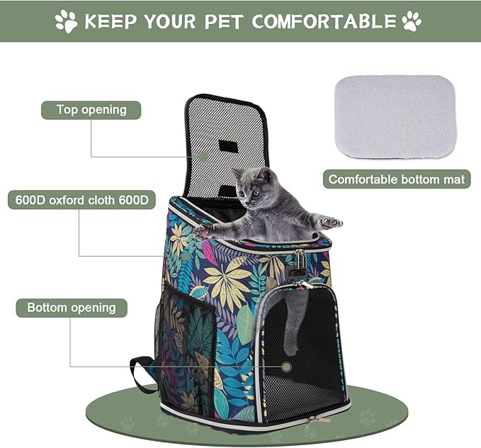 BAGLHER Cat Backpack Carrier, Mesh Pet Cat Carrier for Medium Small Dog Cat Puppy Kitten Bunny up to 18lbs, Dog Travel Backpack for Picnic Hiking Walking Cycling