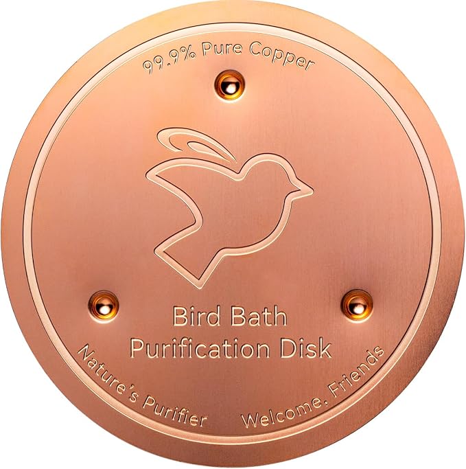 Mellbree Bird Bath Copper Disk, 0.6mm Reinforced 99.99% Pure Copper Cleaning Disk for Physical Safe Clean Water All-Season, Universal Fit for Outdoor Birdbaths, Bowl, Bird Bath Solar
