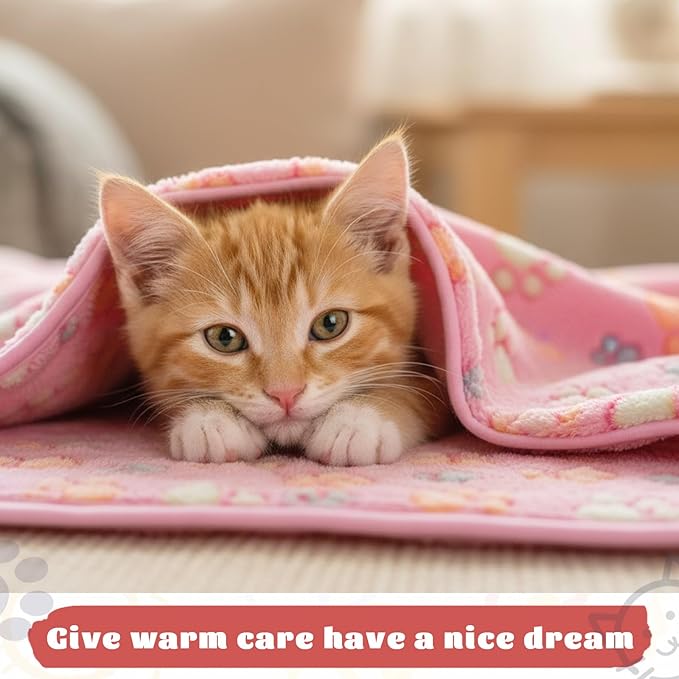 SHENLIU 18 Pcs Fleece Pet Blanket, 9 Style Small Fleece Pet Blanket Soft Warm Sleep Mat Fluffy Cute Puppy Supplies Paw Star Print Design Bed Blankets for Dog Cat Kitten Animals