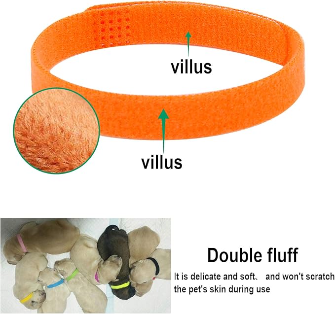 30 Pcs Puppy ID Collar Whelping Newborn Pet Collars Double-Sided Soft Adjustable Identification Collar ID Bands for Newborn Pet Dog Cat 15 Colors