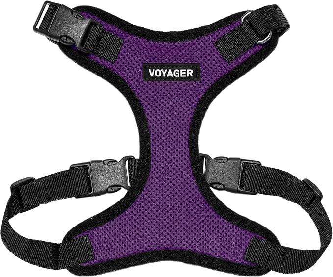 Voyager Step-in Pet Harness - All Weather Mesh, Adjustable Step in Harness for Cats and Dogs by Best Pet Supplies - Purple/Black Trim, S