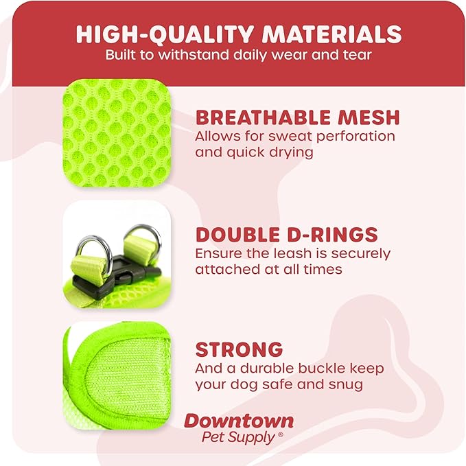Downtown Pet Supply Step-in Dog Harness – No Pull, Adjustable Padded Mesh with Reflective Trim, Secure Buckle Strap – Comfortable & Breathable Small Dog Harness, Small, Atomic Yellow