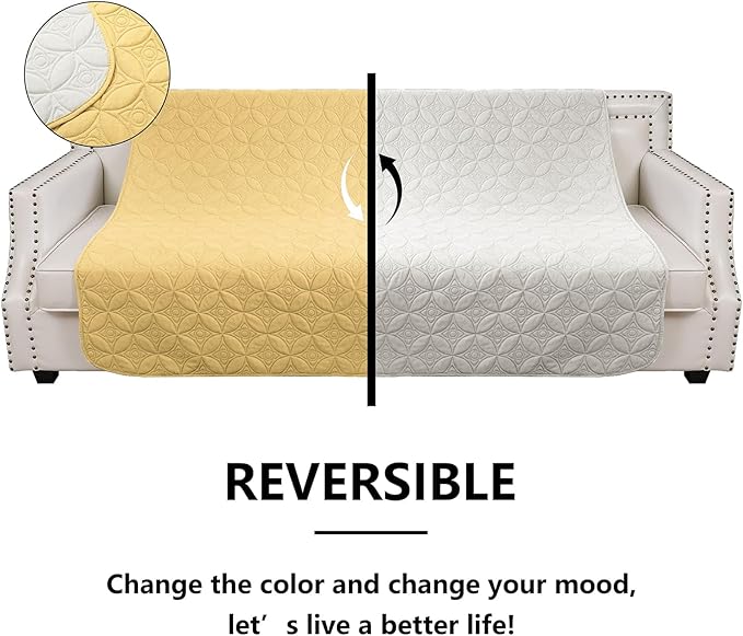 Waterproof Dog Blanket, 68x82 inches Pet Couch Covers for Sofa, Bed Furniture Protector from Dogs Washable and Reversible-Sand+Cream