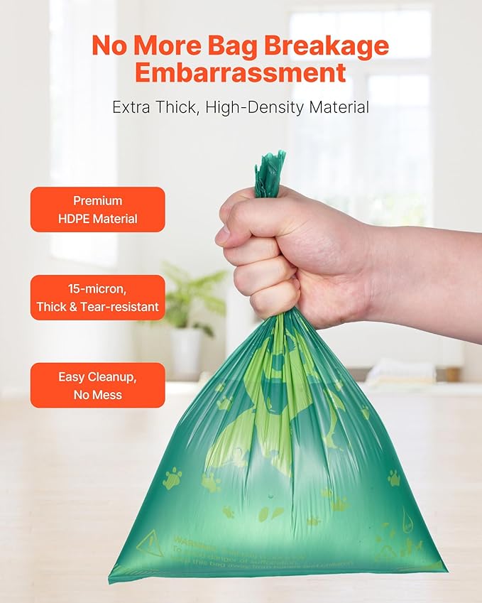 VEVOR Dog Poop Bags, 270 Counts 13 x 9 in, Sturdy & Thick Pet Waste Bags, Biodegradable HDPE Waste Bag Refill Rolls, Leak-Proof Unscented Trash Bag for Doggie Cat Pet, Dispenser Not Included
