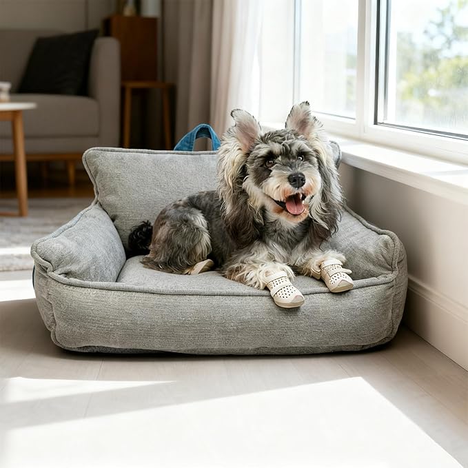 Orthopedic Dog Bed with Memory Foam, Washable Plush Pet Bed for Small, Medium & Large Dogs, Cozy Bolster Crate Dog Bed for Joint Support & Comfort.(Light Gray)