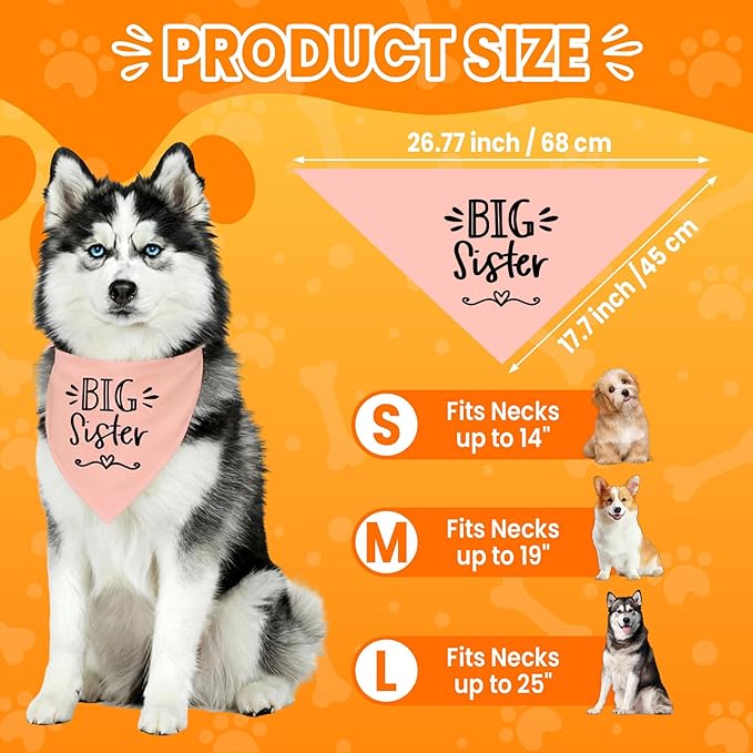 Big Sister Dog Bandanas, Pet Dog Triangle Scarf for Small Medium Large Pet, Baby Announcement Dogs Bandana Pets Scarf (Big Sister)