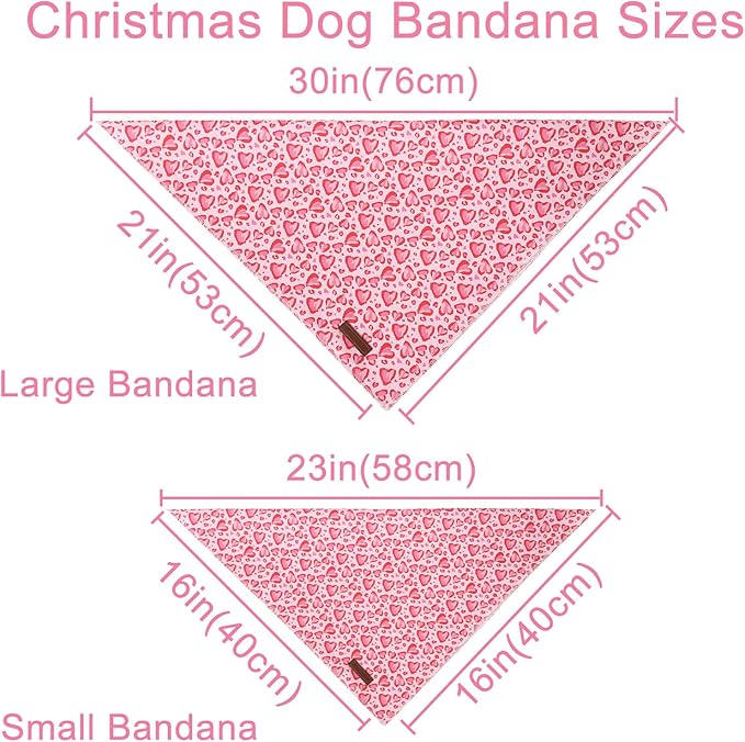 Valentine Dog Bandana, Pink Heart Triangle Bid Scarf for Small Medium Dog, Cotton Pet Kerchief for Girl Boy Dogs or Cats, Red Dog Bandana, Cute Adorable Puppy Bandana