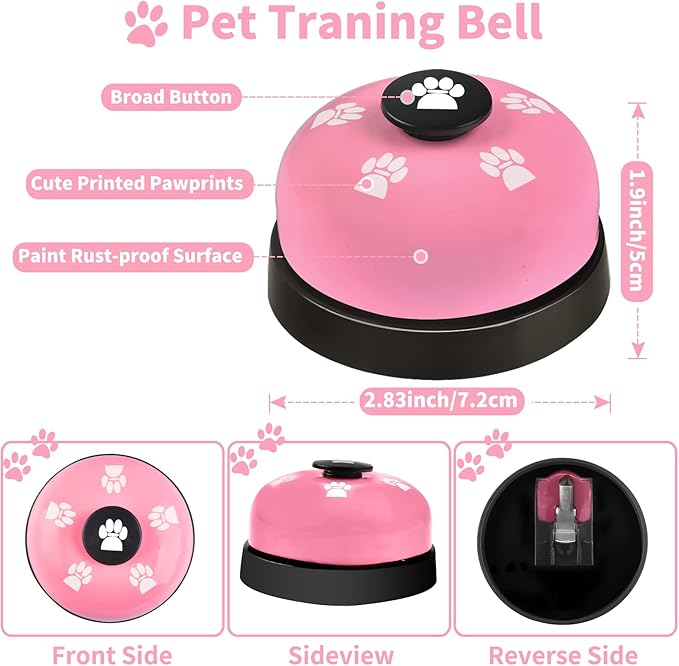 2 Pack Dog Doorbells, Pet Training Bells for Go Outside Potty Training and Communication Device Large Loud Dog Bell Cat Puppy Interactive Toys Adjustable Strap Door Bell (Pink)