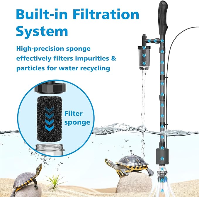 fishkeeper Electric Aquarium Vacuum Gravel Cleaner, 25W 6 in 1 Multifunction Fish Tank Cleaner Kit Gravel Vacuum for Fish Tank Adjustable Flow for Automatic Wash Sand & Water Changer