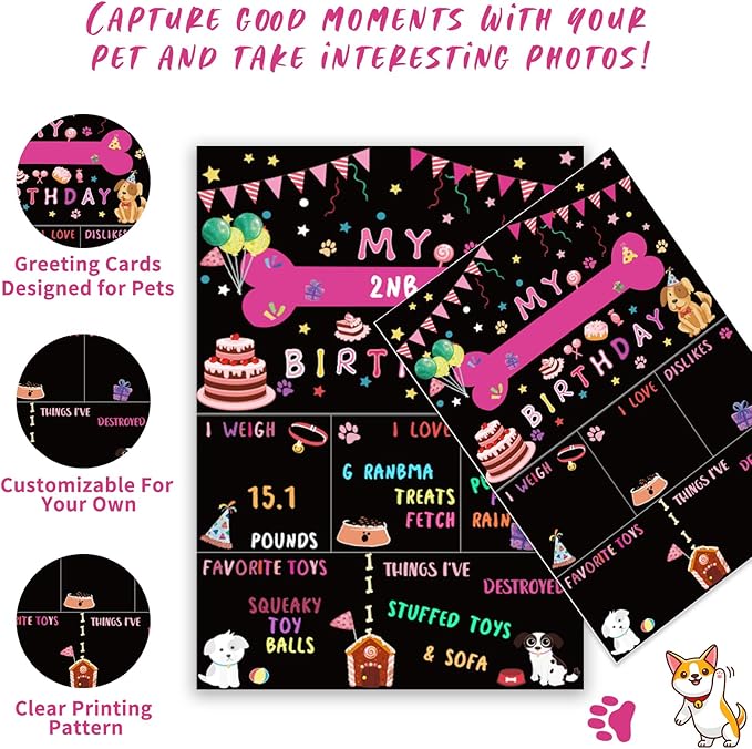 Hot-Pink Dog Birthday Party Supplies Pet Birthday Bandanas Girl Doggy Birthdays Hat Bow Tie Greeting Card Numbers It’s My Bday Mother Puppers Sign Banner for Medium Large Pets