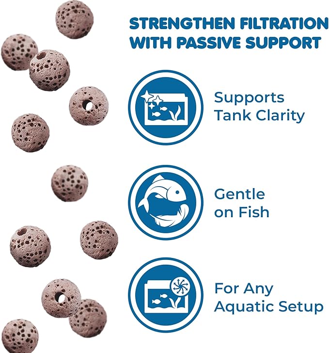 SunGrow 50 Pumice Beads for Betta Fish, Volcanic Lava Rocks for Filtration, 0.2" Aquarium Decor, Anchor Plants in Pores, Helps with Aeration, Hiding Spot for Fry in Freshwater and Saltwater Tanks