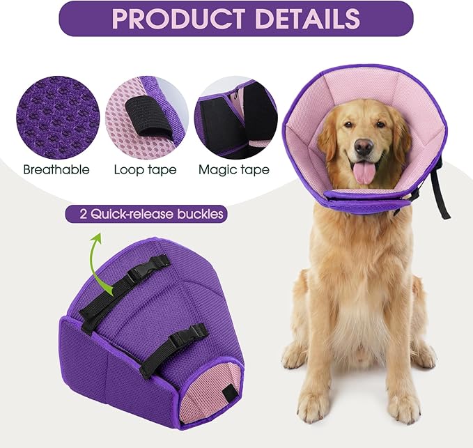 Dog Cone Collar After Surgery for Large Dogs, Adjustable Soft Cone for Dogs to Stop Licking, Professional Elizabethan Collar for Pet, Recovery Cones for Wound Healing & Hot Spots