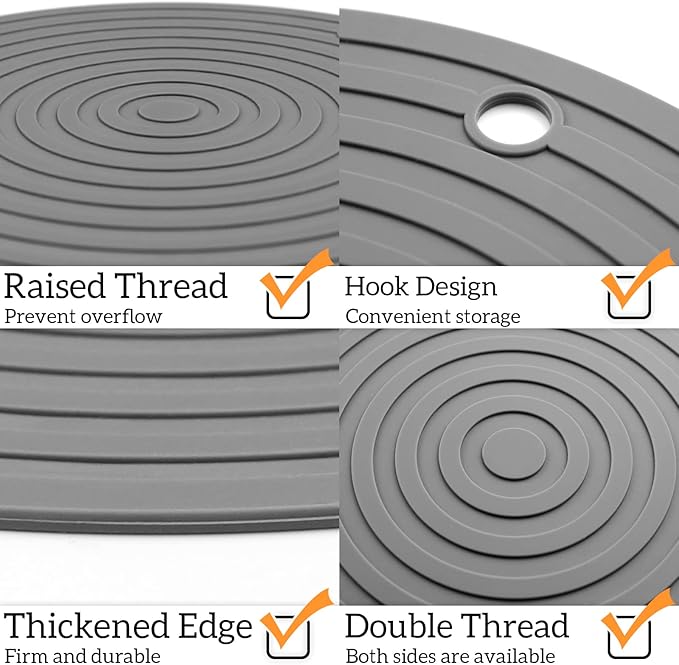 Ptlom Pet Food Mat for Dog and Cat Placemat 2 Pcs, Mat for Prevent Food and Water Overflow, Suitable for Medium and Small Pet, Silicone, 9.5"* 9.5"