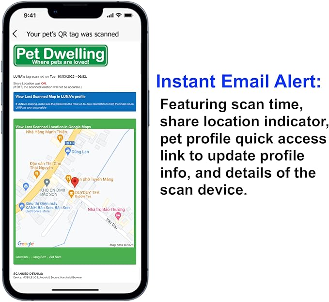 Pet Dwelling QR Code Pet ID Tag – Smart Dog & Cat ID Tags for Pet Safety, Free Personalized Online Profile, Instant Scan Alerts, AI Insights (Black Paw)