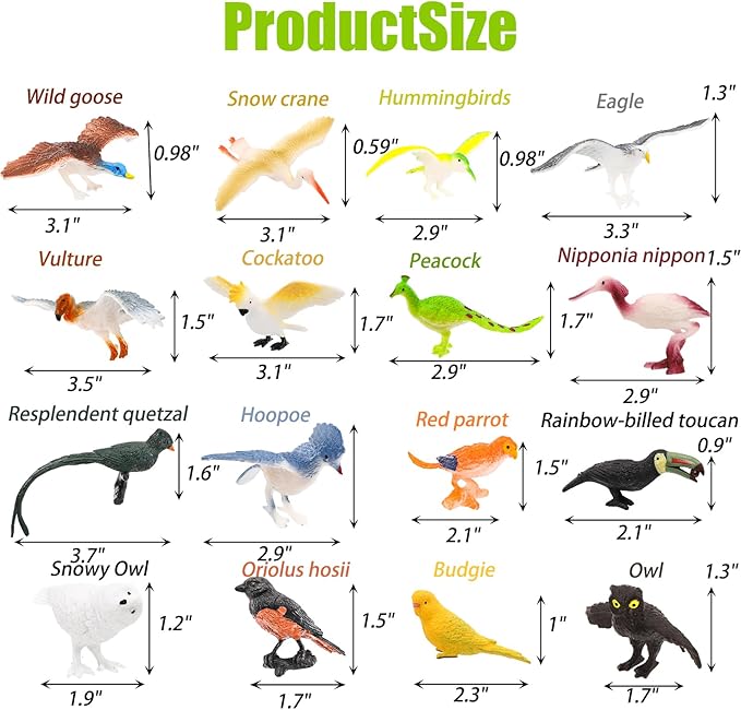 ZENFUN 29 Pieces Realistic Bird Animals Figurines, Mini Bird Model, Birds Cake Cupcake Topper, Parrot Figurine, Miniature Birds Animal Figure for Birthday Party Supply