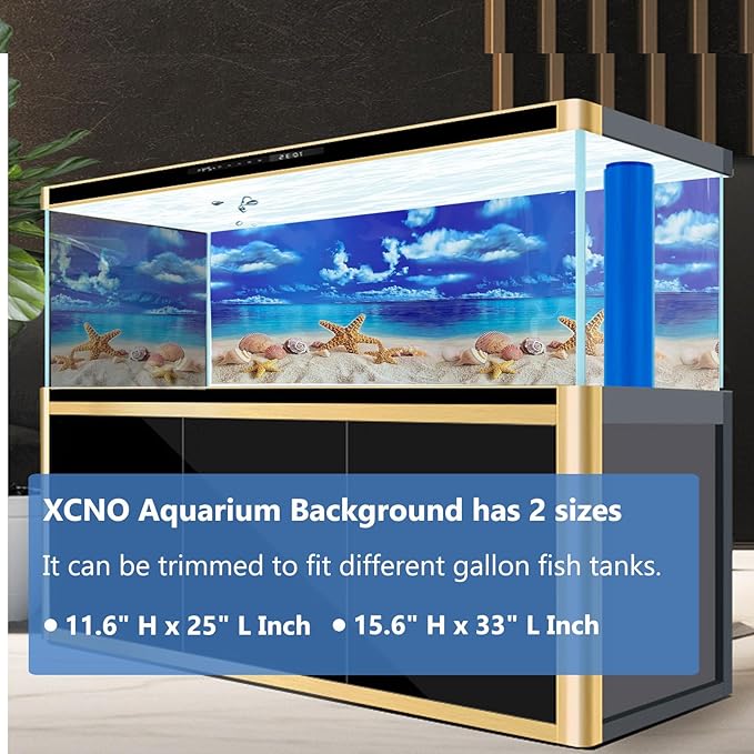 Fish Aquarium Background Poster Beach Fish Backdrop for Aquarium 10 20 Gallon Tank Wallpaper Fish Tank Background Double Sides Fish Tank Stickers