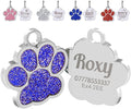 EDSG Cat Dog Tags Personalized for Pets, Dog Name Tags Cat Name ID Tag, Engraved Dog Tags Dog ID Tags Small Glitter Bling ID Tag Paw Print for Cat Pet Dog Puppy(Blue,Design 1)