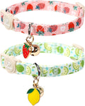 Cat Collar, 2Pack Summer Kitten Collars-Cute Lime and Strawberry Pendants-Breakaway Kitty Collars,Cat Collar with Bell, for Girl & Boy Cats