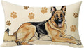 German Shepherd Dog Lumbar Decorative Throw Pillow Cover 12 x 20, Rectangular Paw Prints Outdoor Home Decor Pet Owner Lover Gift, Sofa Couch Cushion Case Housewarming Gifts