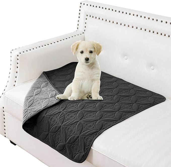 Waterproof Dog Blanket, 30x30 inches Small Pet Couch Covers for Sofa, Chair Bed Furniture Protector from Dogs Washable and Reversible-Black+Darkgrey
