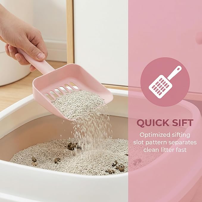 Totority Cat Litter Scoop Set with Holder, Extra Wide Mouth Design for Easy Sifting, Durable and Smooth Cleanup Tool, Perfect for Multi-Cat Households and Daily Pet Waste Removal