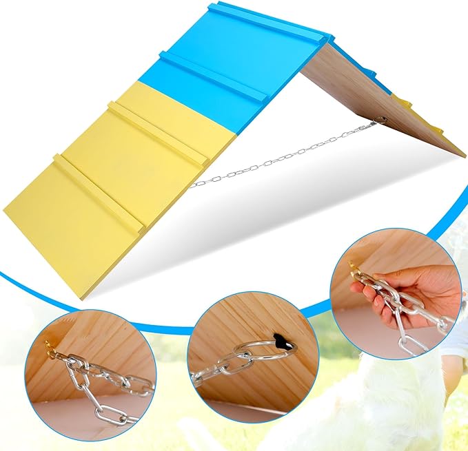 Spiareal Dog Agility Equipment 83.5 x 23.6 Inch Agility A-Frame Agility Training Equipment for Dogs Jumping Outdoor Dog Ramp Dog Agility Course Equipment for Climbing Playground, Yellow Blue